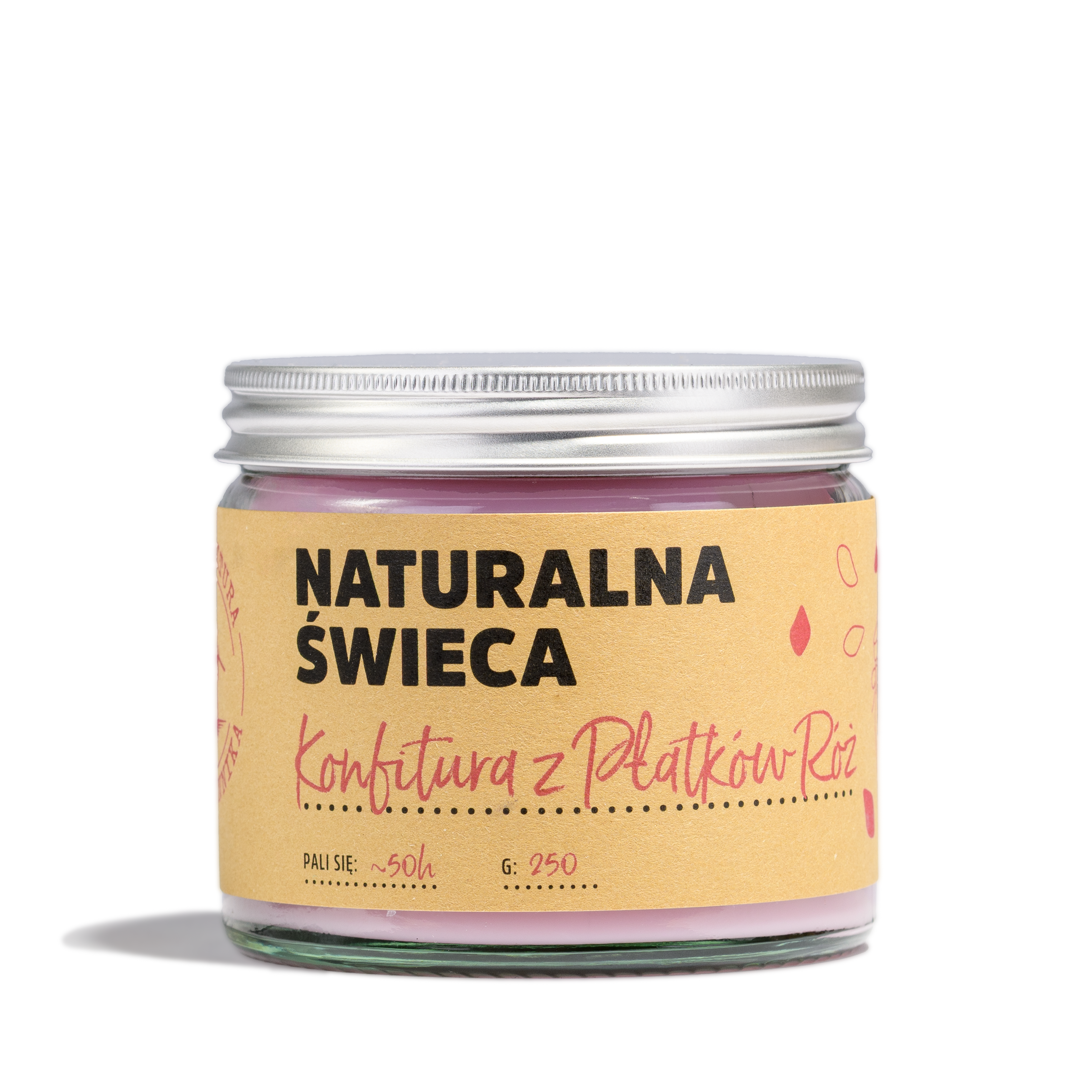 Naturalna Świeca Sojowa Konfitura z Płatków Róż